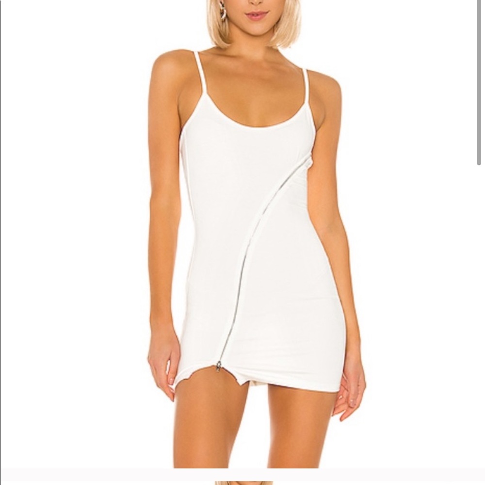 White Zipper Bodycon Dress